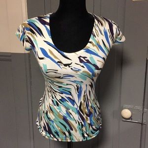 Willi Smith Printed Short Sleeve Sweater